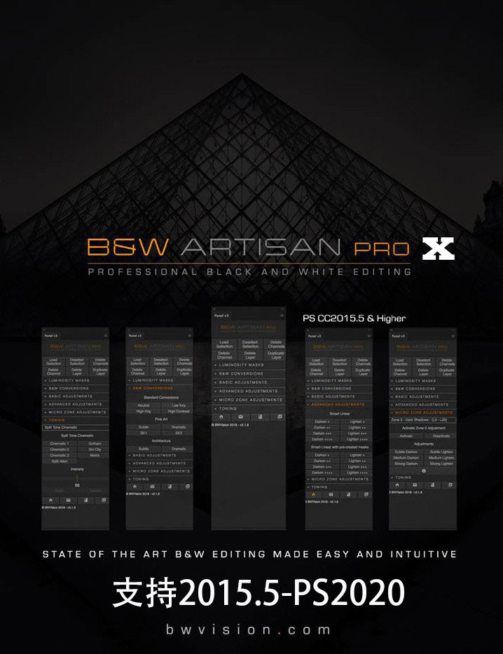 BW Artisan Pro X v1.1汉化版Joel Tjintjelaar风光黑白明度蒙版扩展- 吾爱CG资源社