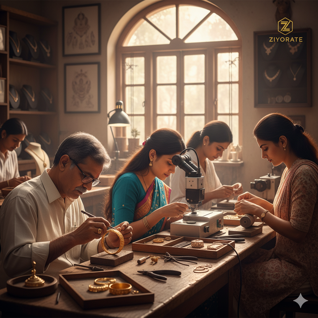 Artisan working on jewelry