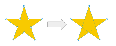 Diagram of a star with 10 clip points next to a star with five clip points.