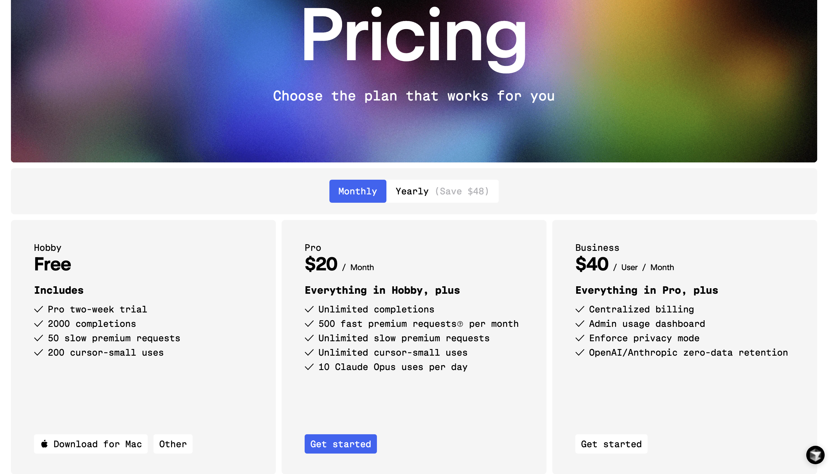 cursor&rsquo;s price