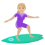 Woman surfing: medium-light skin tone :woman_surfing_tone2: 🏄🏼♀️