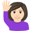Woman raising hand: light skin tone :woman_raising_hand_tone1: 🙋🏻♀️