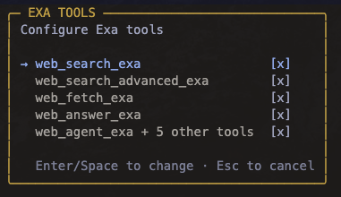 pi-exa settings overlay