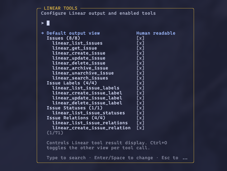 pi-linear settings overlay