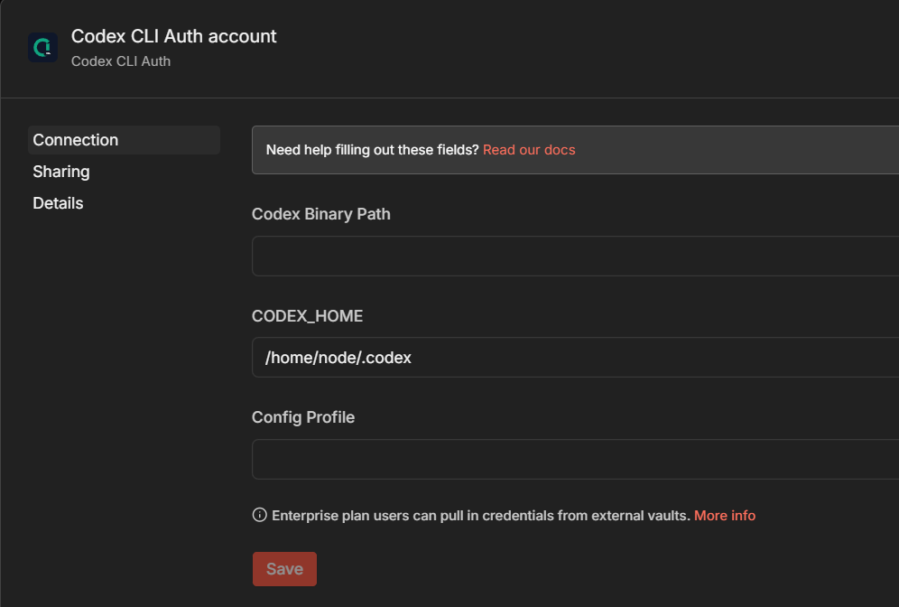 Codex CLI credentials setup