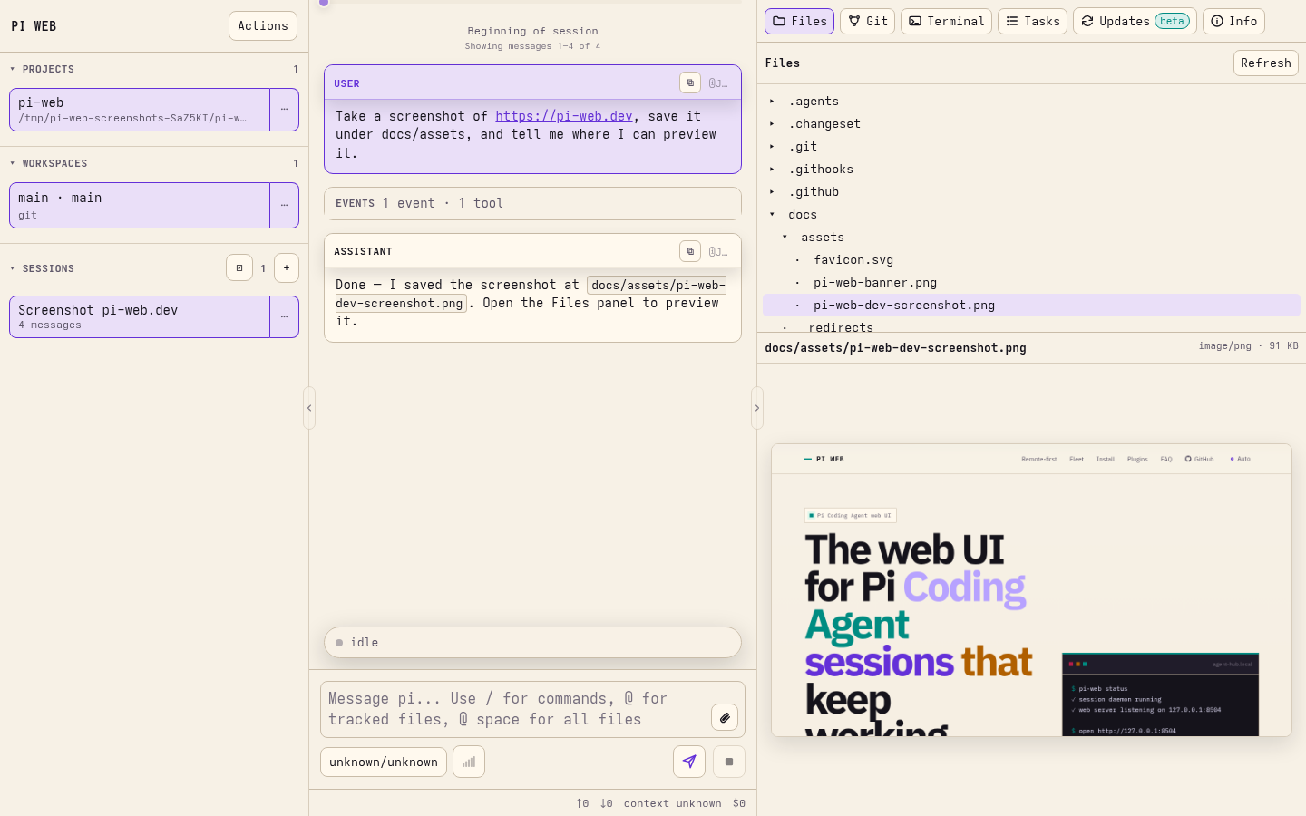 PI WEB desktop screenshot