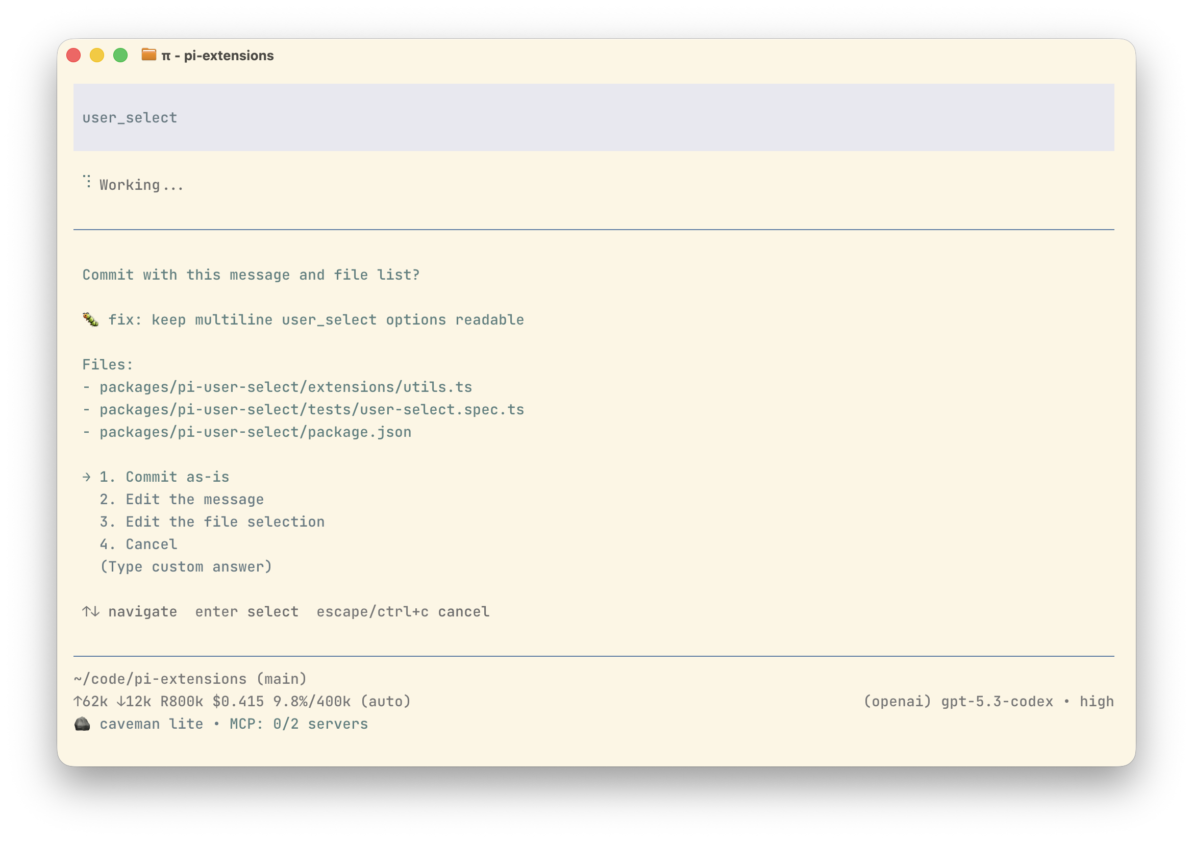 User select example