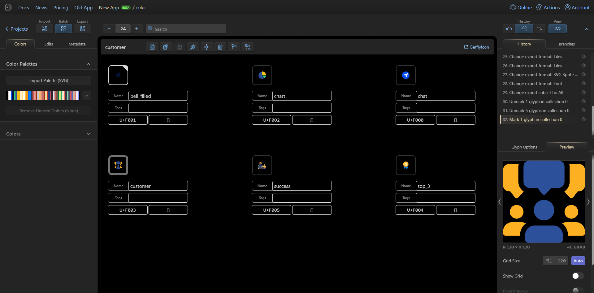 Config icomoon new app
