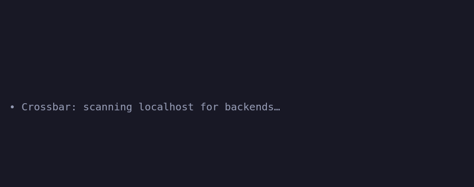 Crossbar onboarding: discover a server, open the manage menu, switch the active model