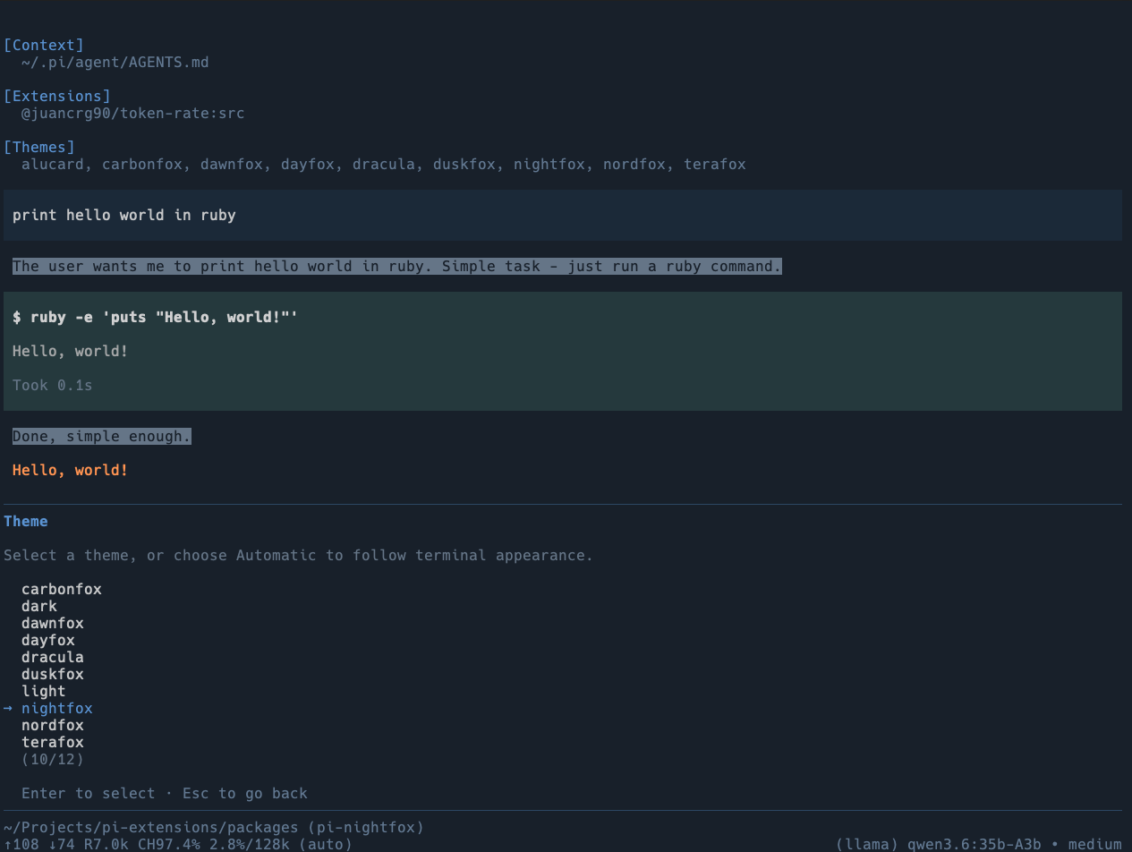 Nightfox theme