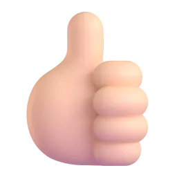 Thumbs Up: Light Skin Tone Fluent 3D emoji