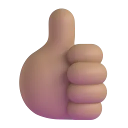 Thumbs Up: Medium-Light Skin Tone Fluent 3D emoji
