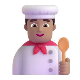 Man Cook Medium Light Skin Tone Fluent 3D emoji