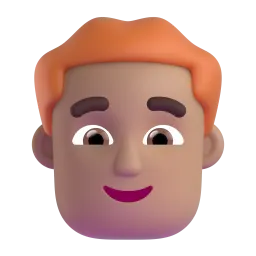 Man, Medium-Light Skin Tone: Red Hair Fluent 3D emoji