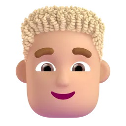 Man, Medium Skin Tone: Curly Hair Fluent 3D emoji