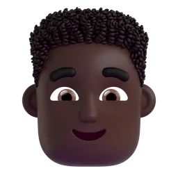 Mann mit lockigem Haar: Dunkle Hautfarbe Fluent 3D emoji