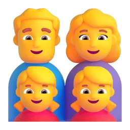 Family: man, woman, girl, girl Fluent 3D emoji