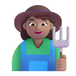 Woman Farmer Medium Light Skin Tone Fluent 3D emoji