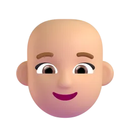 Woman Bald Medium Skin Tone Fluent 3D emoji