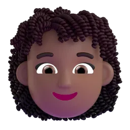 Frau mit lockigem Haar: mittlere dunkle Hautfarbe Fluent 3D emoji