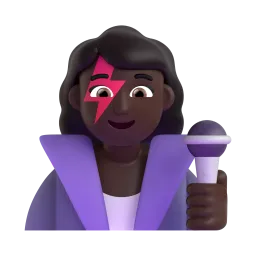 Woman Singer: Dark Skin Tone Fluent 3D emoji