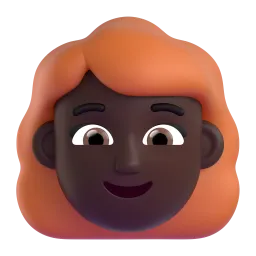 Женщина, темная кожа, рыжие волосы Fluent 3D emoji