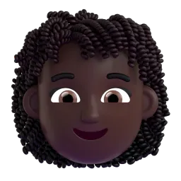 Frau mit lockigem Haar: dunkle Hautfarbe Fluent 3D emoji