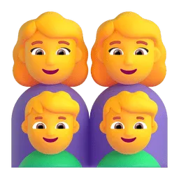 Family: woman, woman, boy, boy Fluent 3D emoji