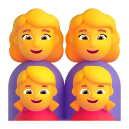 Family: woman, woman, girl, girl Fluent 3D emoji