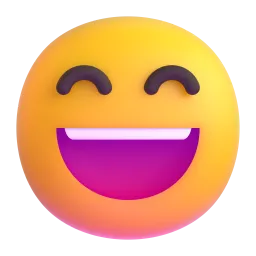 खुशी से मुस्कुराता चेहरा Fluent 3D emoji