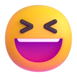 आंखें बंद करके हंसता चेहरा Fluent 3D emoji