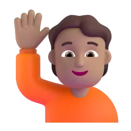 Person Raising Hand: Medium Light Skin Tone Fluent 3D emoji