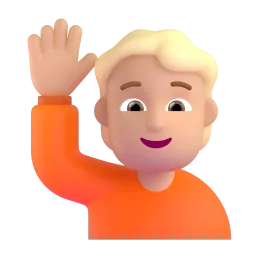 Person Raising Hand Medium Skin Tone Fluent 3D emoji