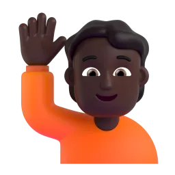 Person hebt Hand: dunkle Hautfarbe Fluent 3D emoji
