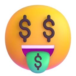 Money-mouth face Fluent 3D emoji