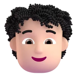 Person, Light Skin Tone: Curly Hair Fluent 3D emoji