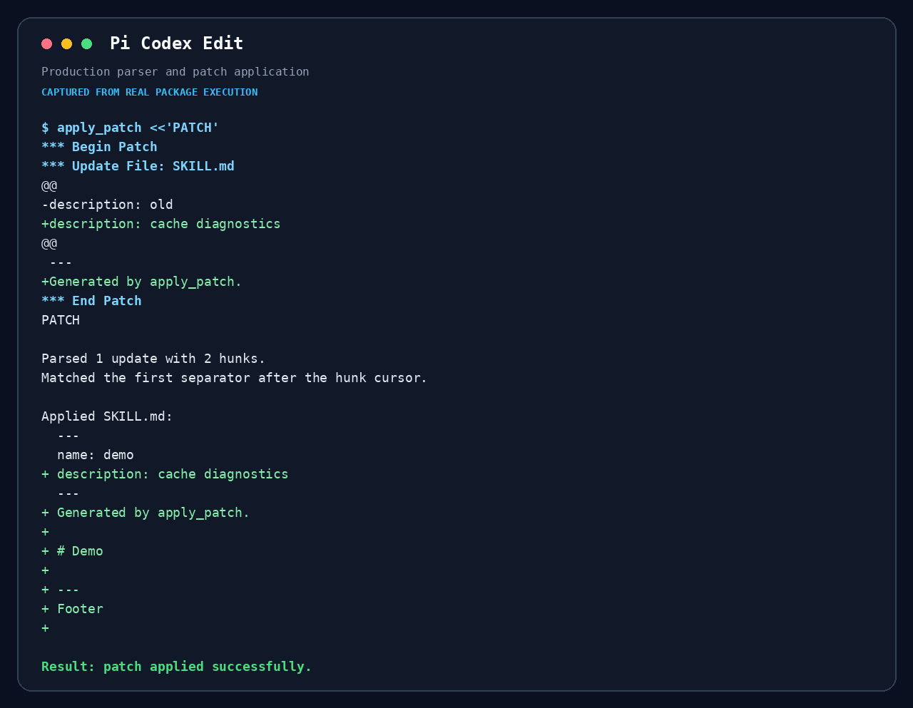 Codex Edit production parser screenshot