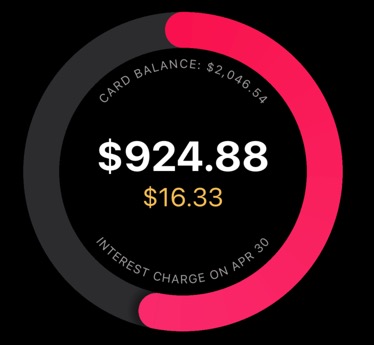 Balance ring with center amount and curved label text