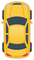 Car from above, yellow, pointing up