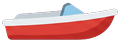 Red motorboat driving to the right, exactly 120 px wide