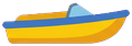 Yellow motorboat driving to the right, 120 px wide