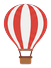 Hot air balloon, red and white stripes