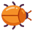 Orange beetle from above, heading right