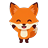 Little fox cheering, facing down