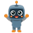 Cube robot cheering, facing down