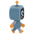 Cube robot walking to the right