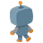 Cube robot walking up (away from the viewer)