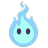 Flame wisp floating down (towards the viewer)