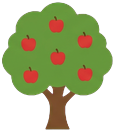 Apple tree with red apples