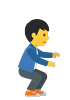 Boy landing, crouching (facing right)